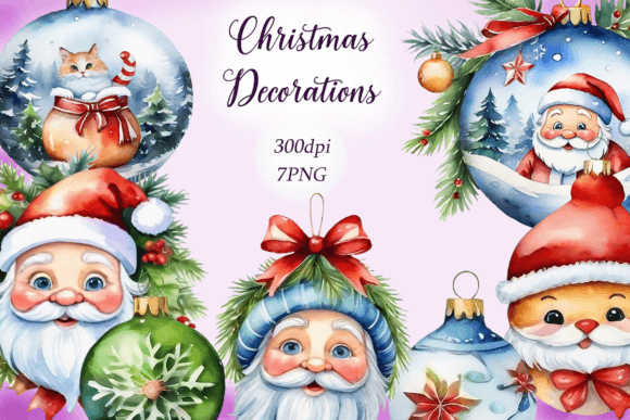 Download Watercolor Christmas Decorations Clipart - Clipart Collection