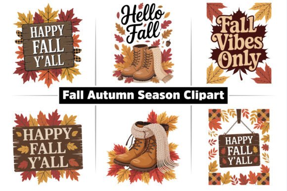 Download Hello Fall Autumn Season Clipart Design - Clipart Collection