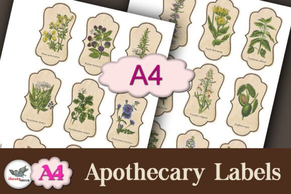 Download Vintage Botanical Apothecary Labels A4 - Botanical Collection