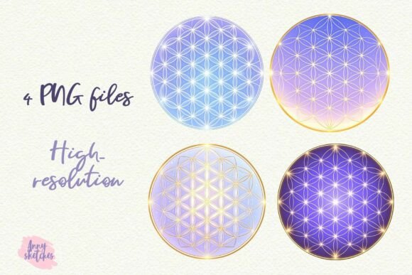 Download 4 Flower of Life Sacred Geometry Clipart - Clipart Collection