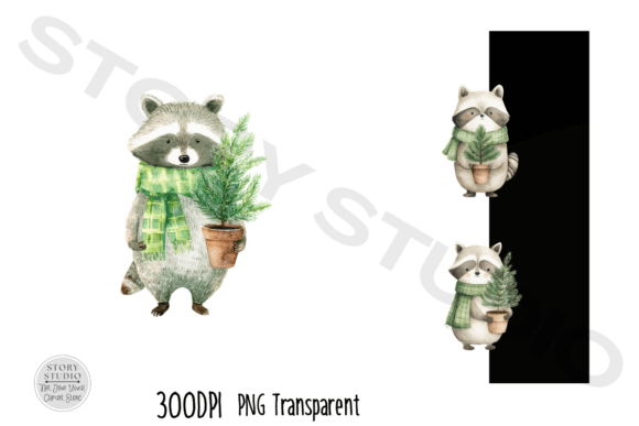 Download Cute Raccoon Winter Holiday Clipart - Clipart Collection