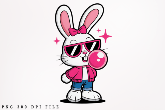 Download Cute Trendy Easter Bunny PNG Clipart Des - Clipart Collection