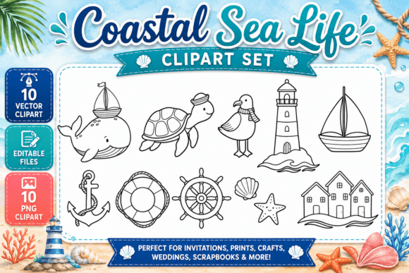 Download Coastal Baby Digital Stamp Clipart PNG - Clipart Collection