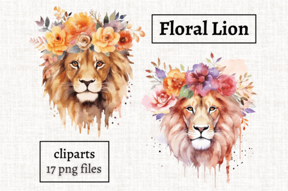 Download Watercolor Floral Lion Clipart Bundle - Clipart Collection