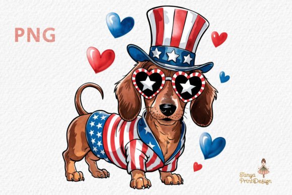 Download Patriotic Dachshund DOG Clipart PNG - Premium Bundle