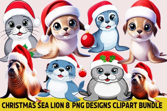 Download Christmas Sea Lion Designs Clipart Png - Clipart Collection