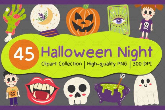 Download Halloween Night Clipart Set - Clipart Collection