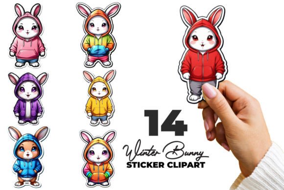 Download Winter Bunny Stickers Clipart Bundle - Clipart Collection