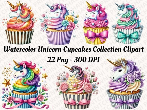 Download Unicorn Cupcakes Collection Clipart PNG - Clipart Collection