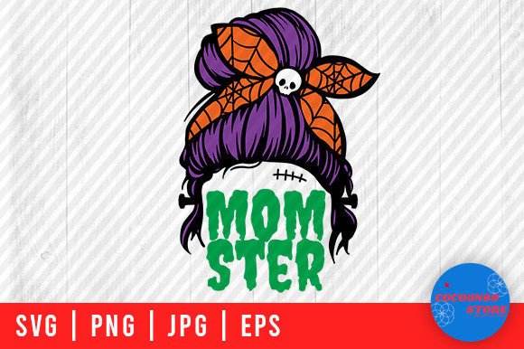 Download Halloween Momster Face Mom Bun Svg - Mom bun svg Collection