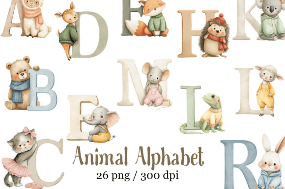 Download Animal Alphabet Clipart, Educational Set - Clipart Collection