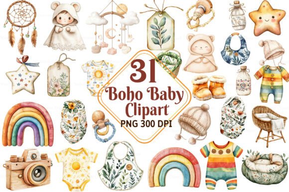 Download Boho Baby Watercolor Clipart - Clipart Collection